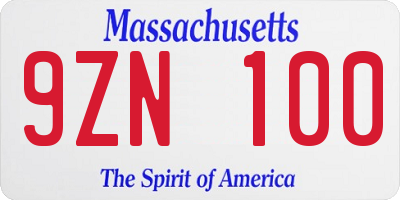 MA license plate 9ZN100