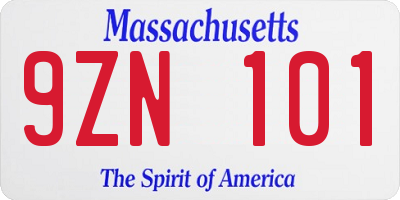 MA license plate 9ZN101