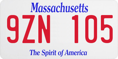MA license plate 9ZN105