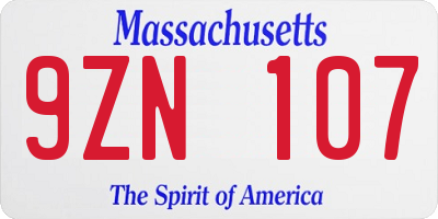 MA license plate 9ZN107