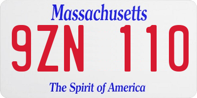 MA license plate 9ZN110