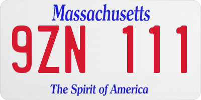 MA license plate 9ZN111