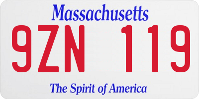 MA license plate 9ZN119