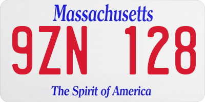 MA license plate 9ZN128