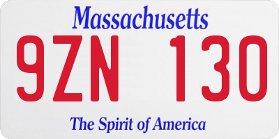 MA license plate 9ZN130