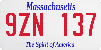 MA license plate 9ZN137