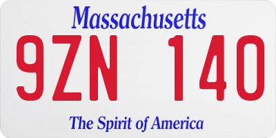 MA license plate 9ZN140