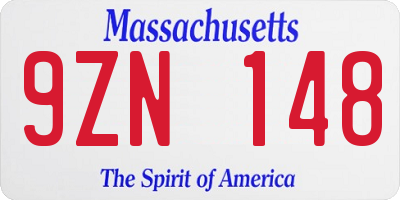 MA license plate 9ZN148