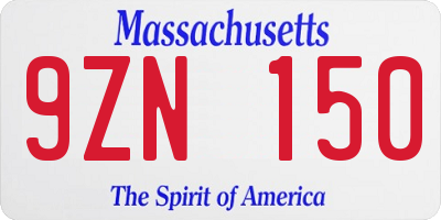 MA license plate 9ZN150