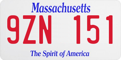 MA license plate 9ZN151