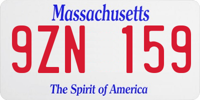 MA license plate 9ZN159