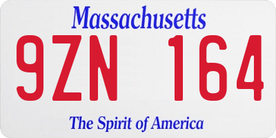 MA license plate 9ZN164