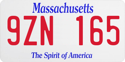 MA license plate 9ZN165