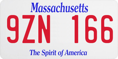 MA license plate 9ZN166