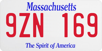 MA license plate 9ZN169