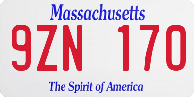 MA license plate 9ZN170