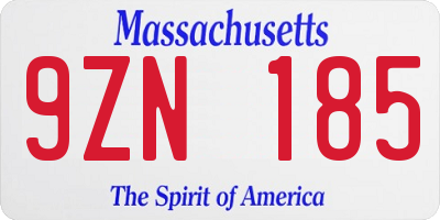 MA license plate 9ZN185