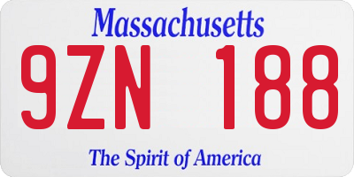 MA license plate 9ZN188