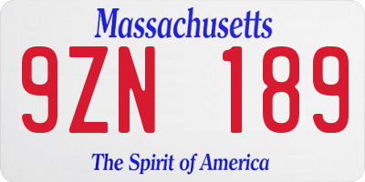 MA license plate 9ZN189
