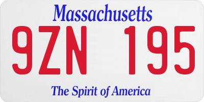 MA license plate 9ZN195