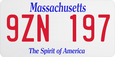 MA license plate 9ZN197