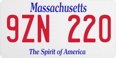 MA license plate 9ZN220