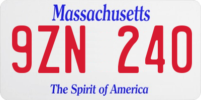 MA license plate 9ZN240