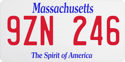 MA license plate 9ZN246