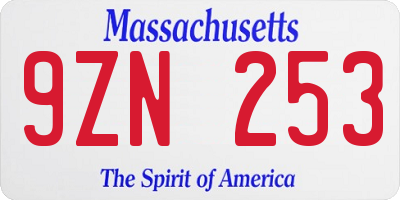 MA license plate 9ZN253