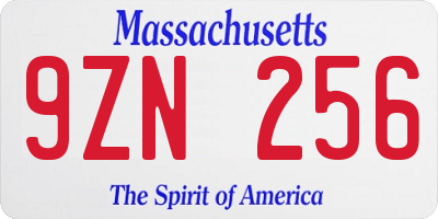 MA license plate 9ZN256