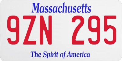 MA license plate 9ZN295