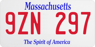 MA license plate 9ZN297