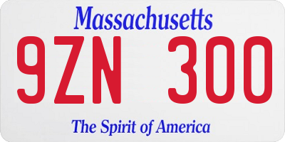 MA license plate 9ZN300