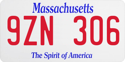 MA license plate 9ZN306