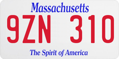 MA license plate 9ZN310