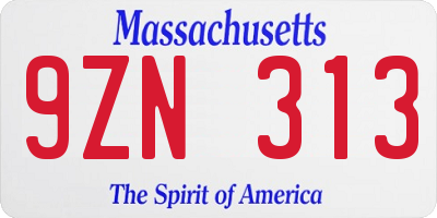 MA license plate 9ZN313
