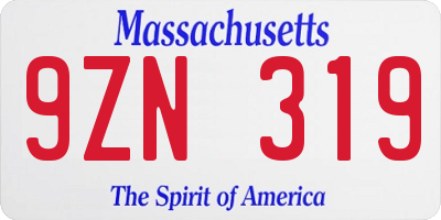 MA license plate 9ZN319