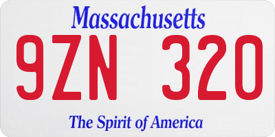 MA license plate 9ZN320