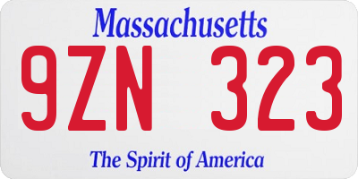 MA license plate 9ZN323