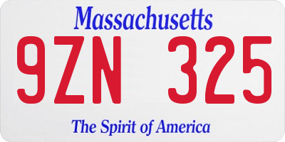 MA license plate 9ZN325