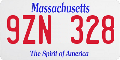 MA license plate 9ZN328