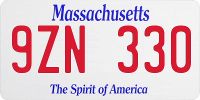 MA license plate 9ZN330