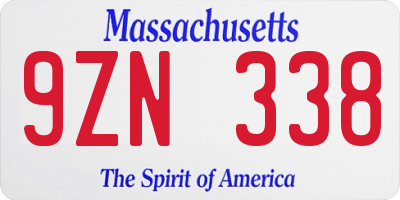 MA license plate 9ZN338