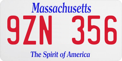 MA license plate 9ZN356