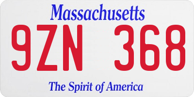 MA license plate 9ZN368