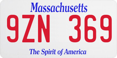 MA license plate 9ZN369