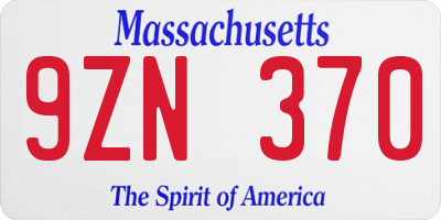 MA license plate 9ZN370