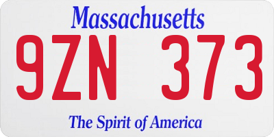 MA license plate 9ZN373
