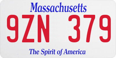 MA license plate 9ZN379