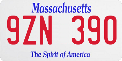 MA license plate 9ZN390